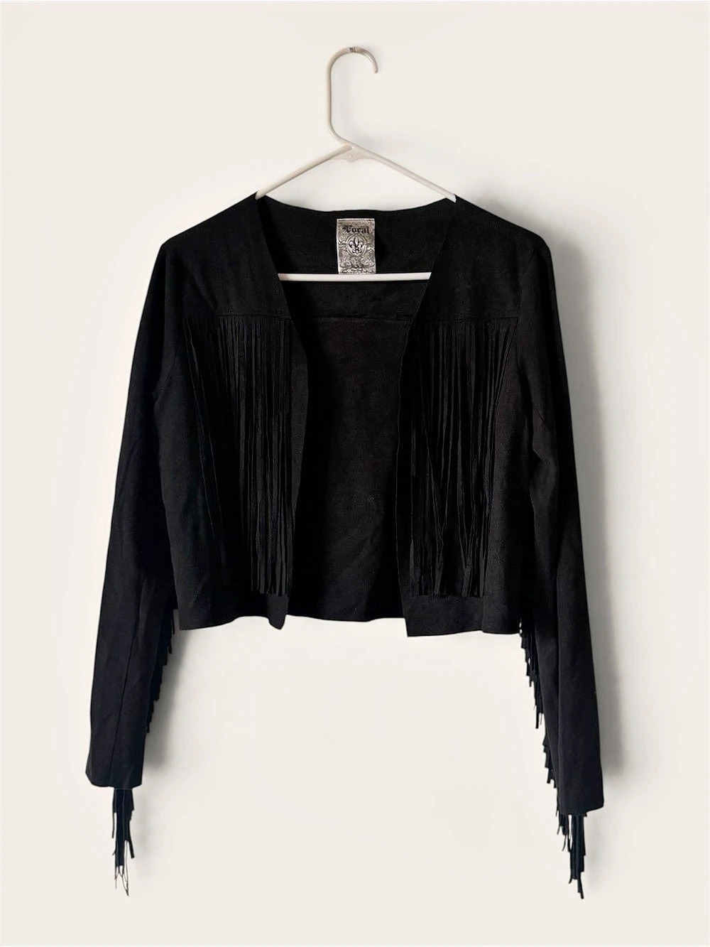 Vocal Women's Fringe Cropped Jacket Black Size Small